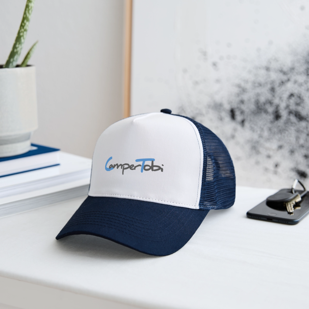 Beechfield Trucker Cap | CamperTobi - Weiß/Navy